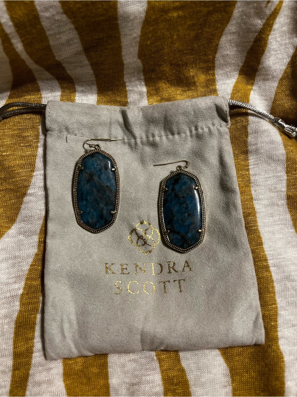 Kendra Scott Blue Marbled Drop Earrings in Silver-Tone